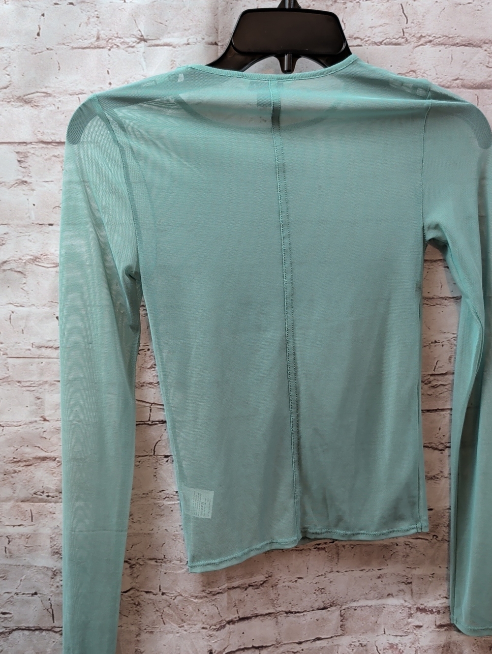 American Eagle Mint Green Long Sleeve Sheer Crewneck Top  Xs - Picture 4 of 5